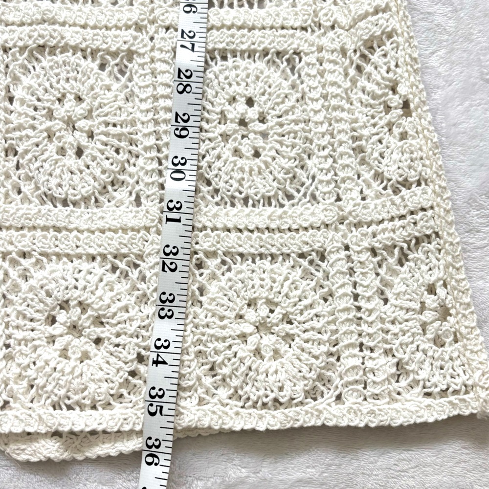 SOLITAIRE 3/4 Sleeve Ivory Boho Crochet Cardigan or Beach Cover-Up--NWT--S - Picture 15 of 15